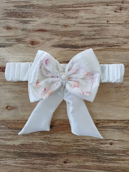 Lenaca Yenidoğan Hanımeli Desenli Taç Nakışlı Delüks Kundak Bebek Battaniyesi - Resim 5