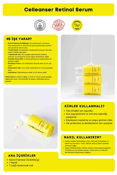7 Çeşit Peptit & 7 Çeşit Hyaluronik Asit İçeren Yaşlanma Karşıtı ve Aydınlatıcı Retinol Serum - 4
