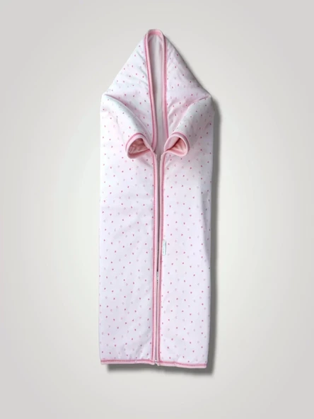 Lenaca Yenidoğan Kalp Baskılı Fermuarlı Kadife Bebek Battaniyesi