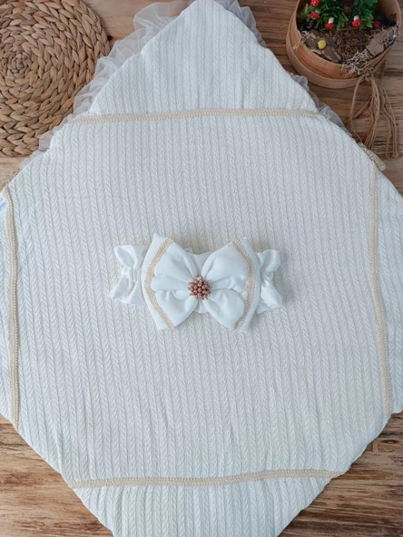 Lenaca Yenidoğan Tericotton Örgülü Trilüx Bebek Battaniyesi Kundak - Resim 2
