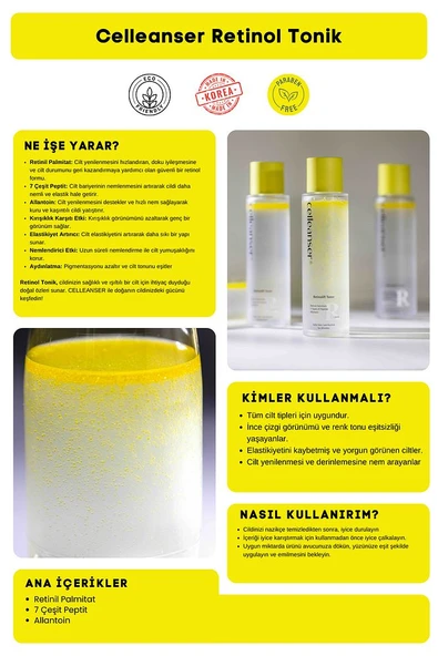 7 Çeşit Peptit & Retinil Palmitat & Allantoin İle Güçlendirilmiş Yaşlanma Karşıtı Retinol Tonik - 4