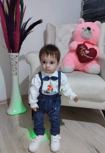 Lenaca 9-12-18 Ay Papyonlu Sweat Kot Pantolon 2li Erkek Bebek Salopet Takımı - 8