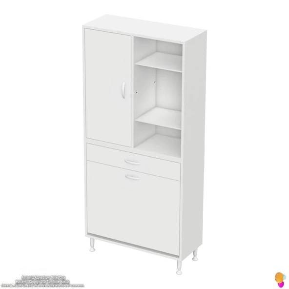 Modilayn AFRA 65x173x32,5cm 1 Çekmece, 1 Göz Sepet, 1 Kapak, 6 Raf Dar Alan Banyo Dolabı - Resim 6