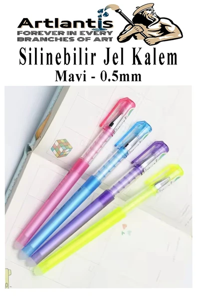 Silinebilir Jel Kalem Mavi 0.5 mm 4 Adet Silinebilir Tükenmez Kalem Pilot Kalem Mürekkepli Kolay Silinebilir Kumaş Kalemi - 2