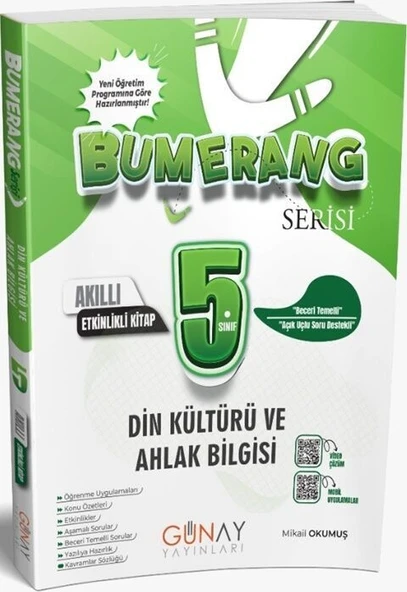 5. Sınıf Din Kültürü ve Ahlak Bilgisi Bumerang Etkinlikli Akıllı Defter Kitap Günay Yayınları