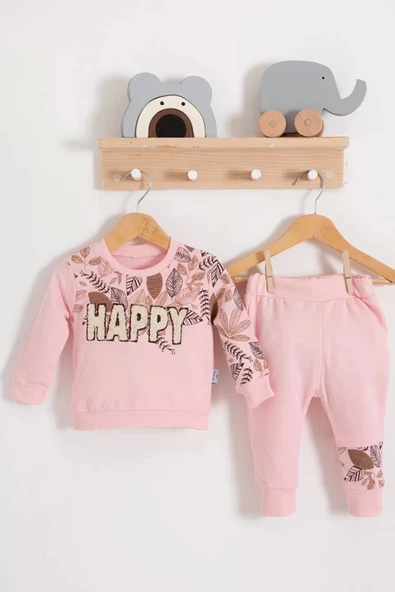 Lenaca Happy Yaprak Desenli 2'li Kız Bebek Takım