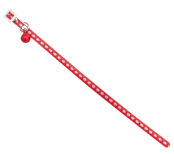 Zilli Kedi Boyun Tasması Tokalı Simli Tasma Kırmızı Hrb-001 - 1