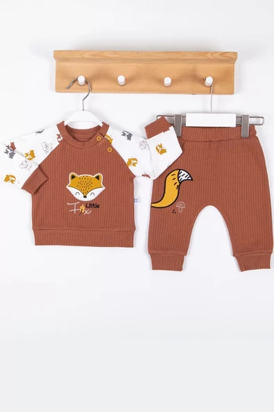 Lenaca Littie Fox Nakışlı % 100 Pamuklu 2'li Erkek Takım