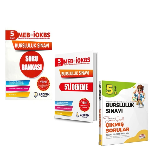 Ardışık 5.Sınıf Bursluluk Soru Deneme ve Editör Çıkmış Sorular Seti 3 Kitap