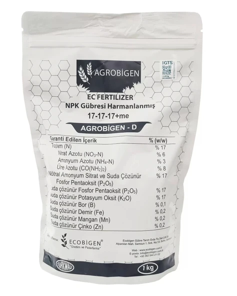 Agrobigen-D Npk Gübresi Harmanlanmış 17-17-17+Me 1Kg - 1