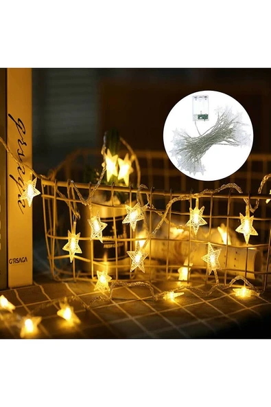 Yıldız Led Gün Işığı Dekoratif Aydınlatma Yıldız Led Dizeleri 20'li 3 Metre Pilli Led - 2