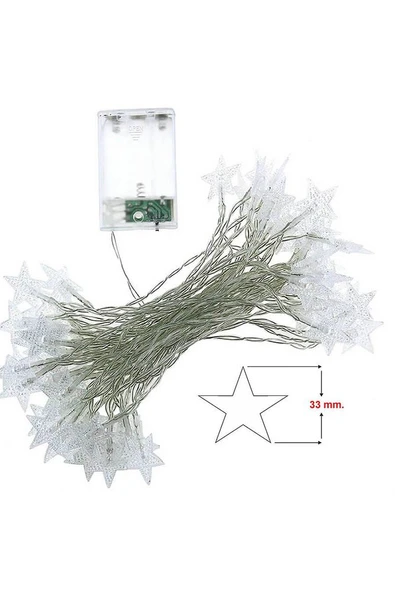 Yıldız Led Gün Işığı Dekoratif Aydınlatma Yıldız Led Dizeleri 20'li 3 Metre Pilli Led - 3