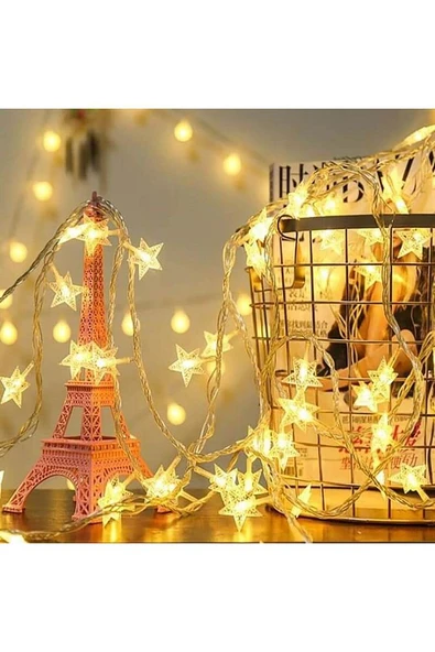 Yıldız Led Gün Işığı Dekoratif Aydınlatma Yıldız Led Dizeleri 20'li 3 Metre Pilli Led