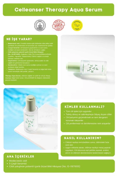 Madecassic Asit & 5 Çeşit Seramid İçeren Yatıştırıcı ve Nemlendirici Therapy Aqua Serum - 4