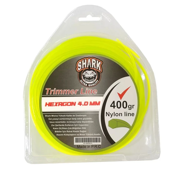 Shark Motorlu Tırpan Misinası 6 Köşe 4.00Mm Yeşil 400 Gr