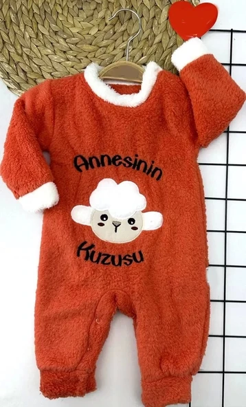 Lenaca 3-6-9-12 Ay Kuzu Tüylü Kumaş Annesinin Kuzusu Nakışlı Alttan Çıtçıtlı Kız Erkek Bebek Tulumu ürün görseli 1