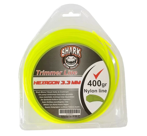 Shark Motorlu Tırpan Misinası 6 Köşe 3.30Mm Yeşil 400 Gr