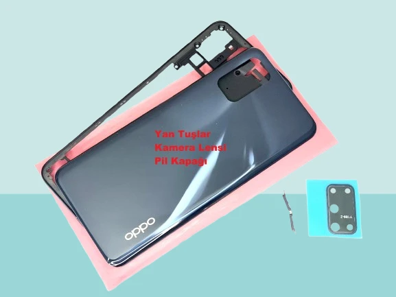 Oppo A52 Uyumlu FULL KASA Arka Kapak Batarya Kapağı - SİYAH