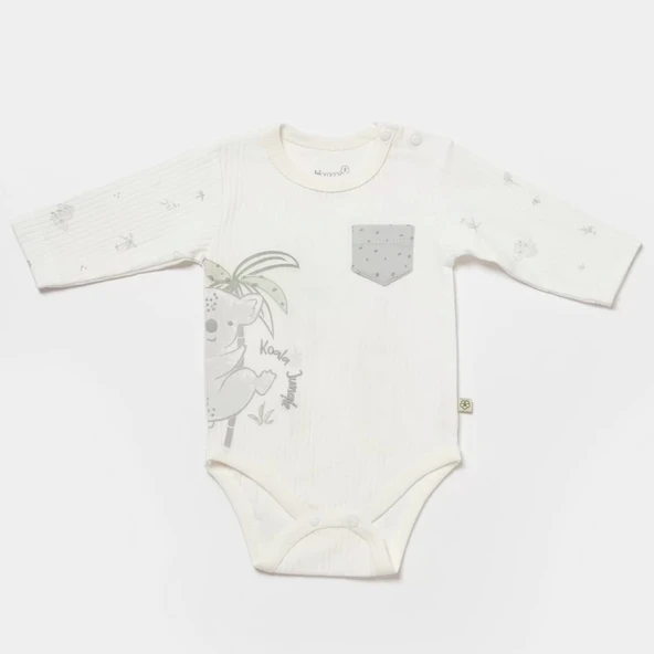 Lenaca Koala Jungle Uzun Kol Bebek Body  Gri