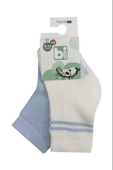 Lenaca Derby Bamboo 2'li Çorap  Ekru Mavi