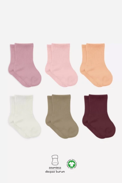 Lenaca Mix Penye Soket Çorap 6'lı Bs10101m Gül Kurusu