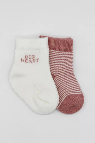 Lenaca Big Heart Penye Soket Çorap 2'li  Pudra - Resim 2