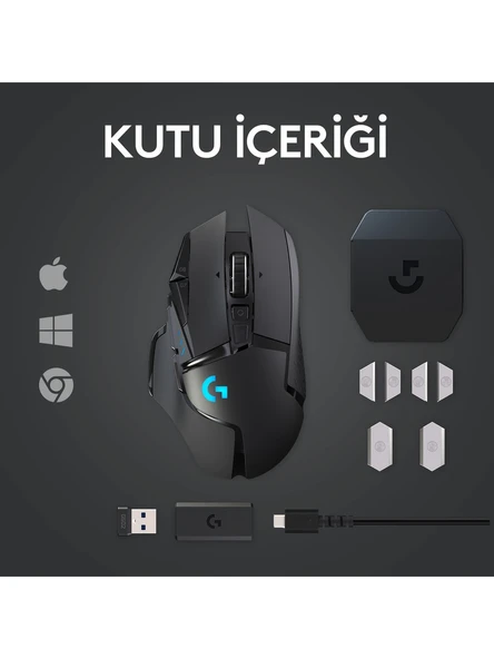 Logitech G502 910-005568 Lightspeed Hero Şarjlı Optik Kablosuz Oyuncu Mouse - 9
