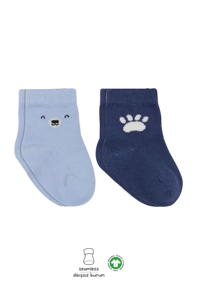 Lenaca Bear Penye Soket Çorap 2'li Mavi