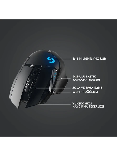 Logitech G502 910-005568 Lightspeed Hero Şarjlı Optik Kablosuz Oyuncu Mouse - 6