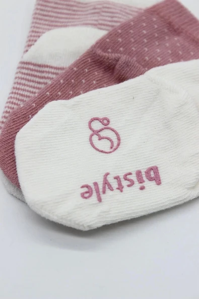 Lenaca Puanlı Kaymaz Penye Soket Çorap 3'lü Bs10108 Pudra - 3