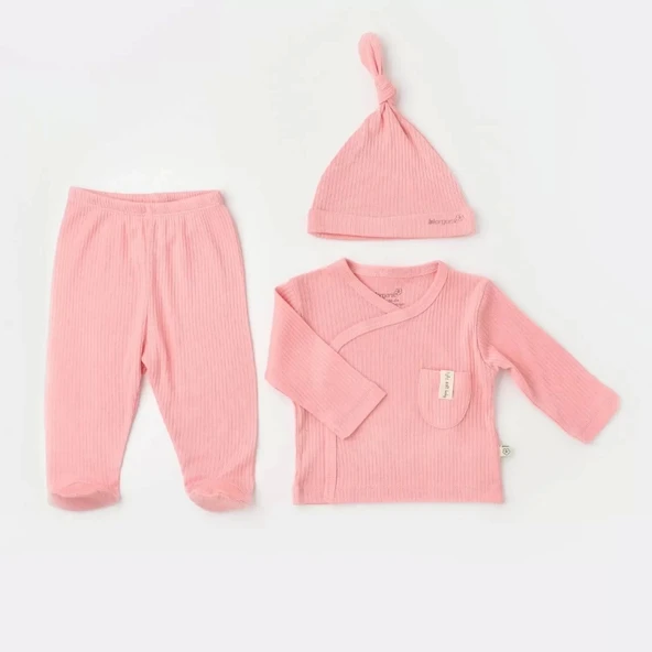 Lenaca Soft Modal 3'lü Zıbın Set  Pembe