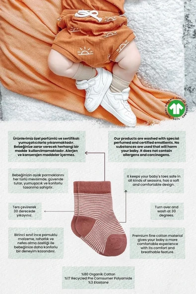 Lenaca Big Heart Penye Soket Çorap 2'li  Pudra - Resim 6