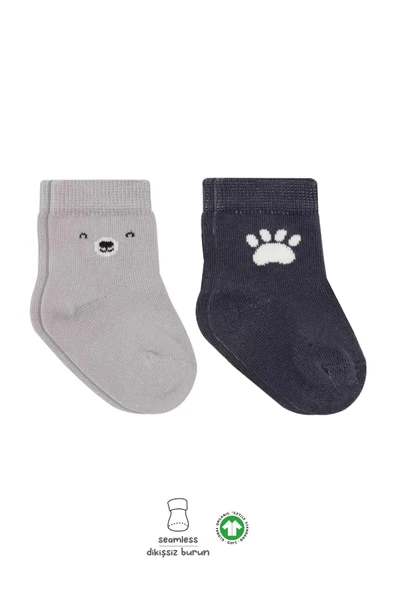 Lenaca Bear Penye Soket Çorap 2'li Gri