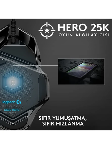 Logitech G502 910-005471 Hero Optik Kablolu Oyuncu Mouse - 3