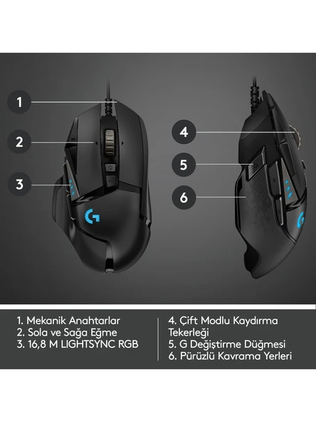 Logitech G502 910-005471 Hero Optik Kablolu Oyuncu Mouse - 6