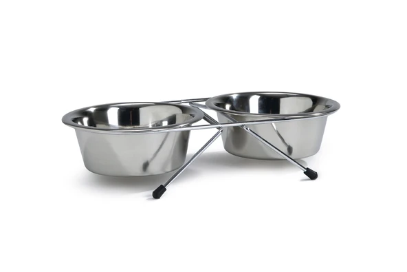 Beeztees Köpek İkili Mama Su Kabı, Paslanmaz Çelik, 13cm, 2x450ml