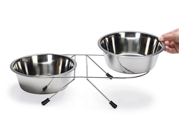 Beeztees Köpek İkili Mama Su Kabı, Paslanmaz Çelik, 20cm, 2x1800ml - Resim 2