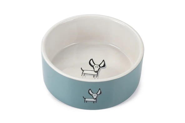 Beeztees Köpek Mama Su Kabı, Seramik, Beyaz Turkuaz, 18,5cm, 1400ml ürün görseli 1