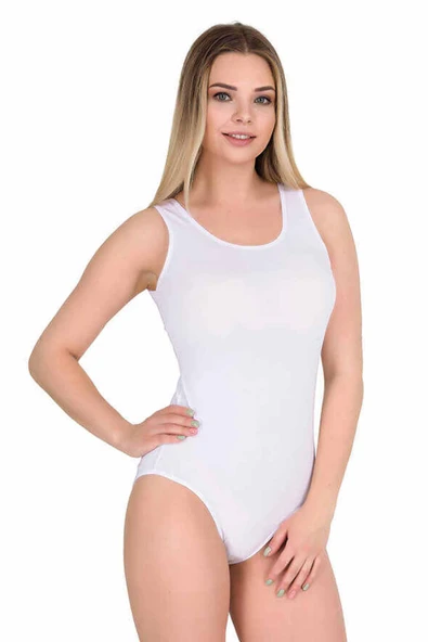 SheDo Kadın Çıtçıtlı Badi Geniş Askı Kancalı Atlet Beyaz 2083B