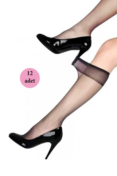 SheDo 12 Adet Fit Dizaltı Çorap 15 denye 500 Siyah