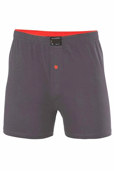 SheDo Düğmeli Pamuklu Erkek Penye Boxer Büyük Beden Füme - 1278A