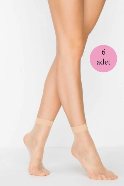 SheDo 6 Adet Kadın Ten Süper 15 Mat Soket Çorap Açık Ten