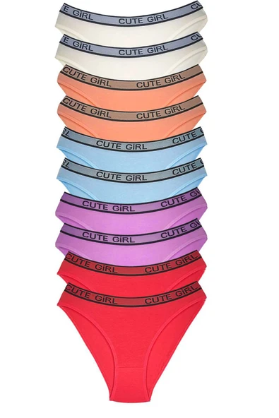 SheDo 10 Adet Beli Yazılı Pamuklu Kalın Lastik Kadın Slip Külot