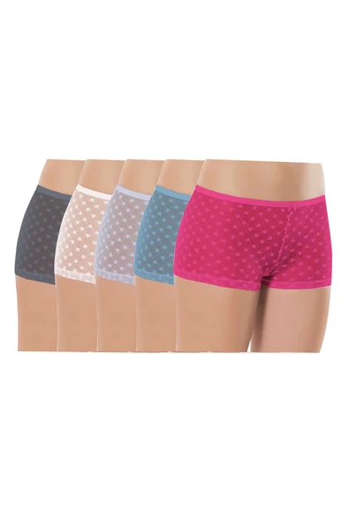SheDo 5 Adet Kadın Komple Tül Dantel Boxer Külot