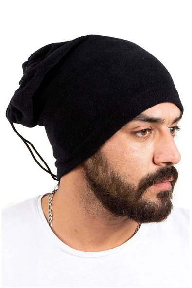 SheDo Polar Unisex İpli Bere ve Boyunluk Siyah