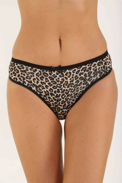 SheDo Leopar Desenli Likralı Yumuşak Dokulu Kadın Slip Külot