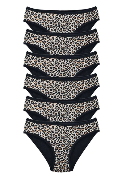 SheDo 6 Adet Leopar Desenli Likralı Yumuşak Dokulu Kadın Slip Külot