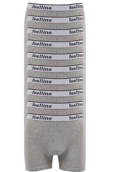 SheDo 10 adet Feelline Gri Pamuklu Doğal Likralı Erkek Boxer