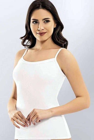 SheDo Kota Bayan İp Askılı Beyaz Atlet 6091