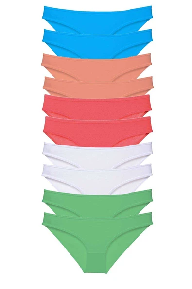 SheDo 10 adet Süper Eko Set Likralı Kadın Slip Beyaz Pudra Yeşil Fuşya Mavi